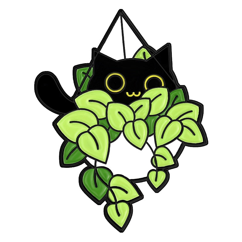 Cats in Plants Enamel Pins