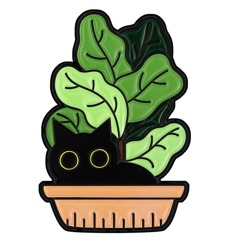 Cats in Plants Enamel Pins