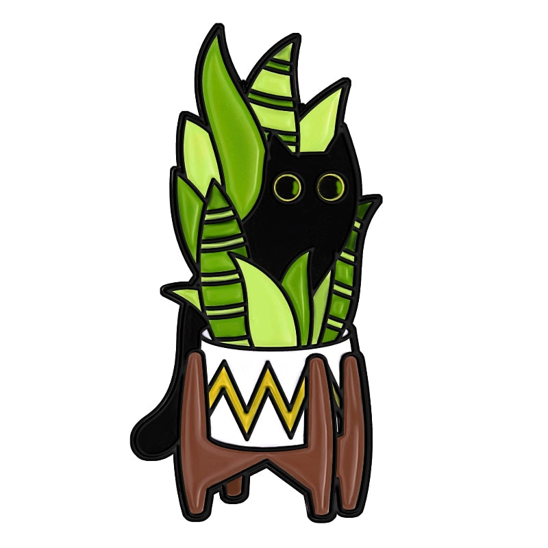 Cats in Plants Enamel Pins