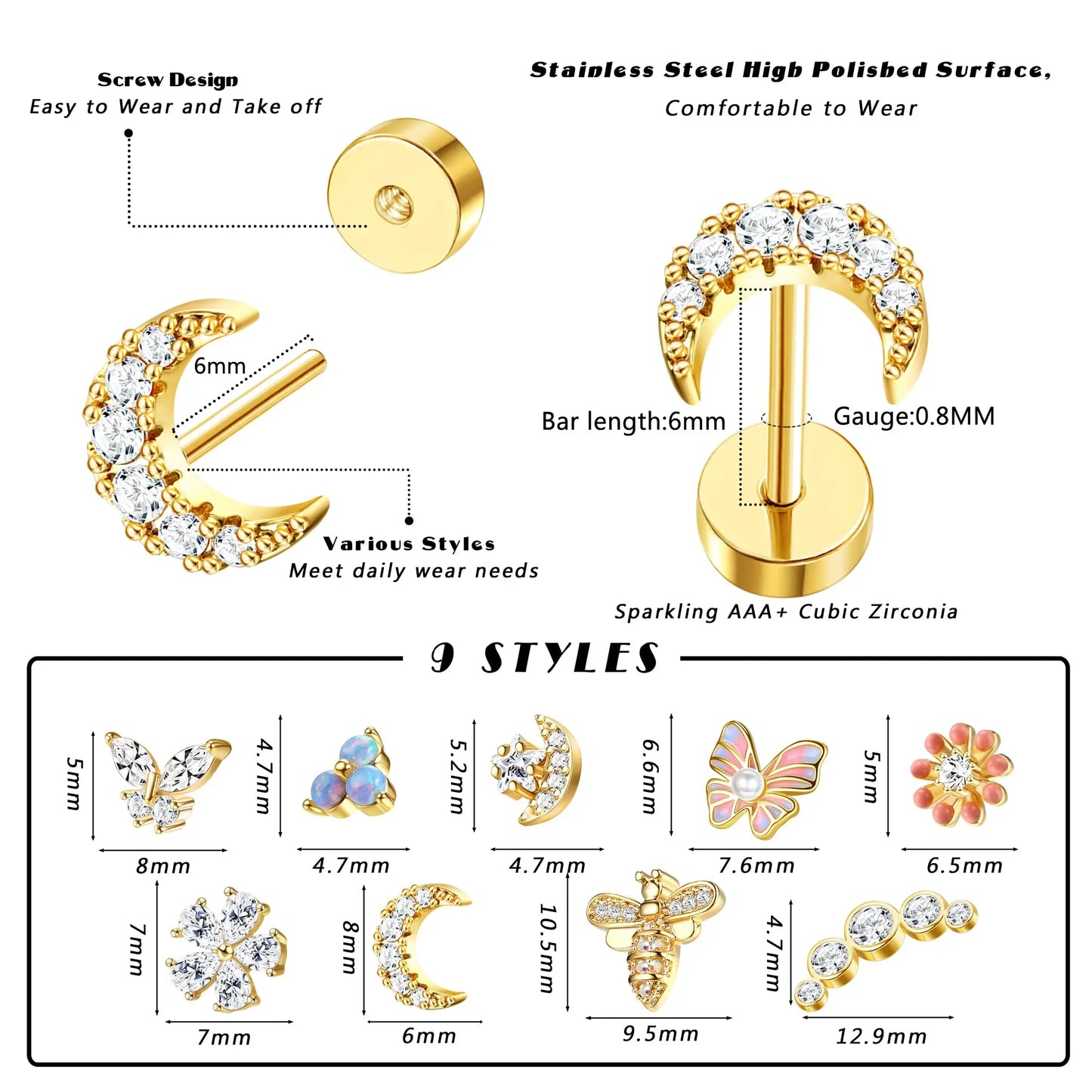Stud Flat Back Earring