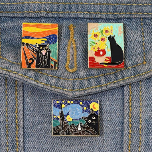 Artsy Cat Enamel Pins