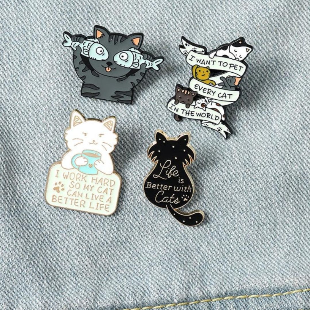 Better with Cats Enamel Pins β Funzie Drip